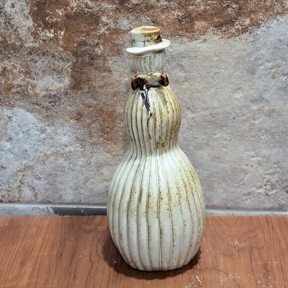 Ceramic Snowman Natural Tan Brown Glaze 10 Inch Tall - Picture 6 of 11